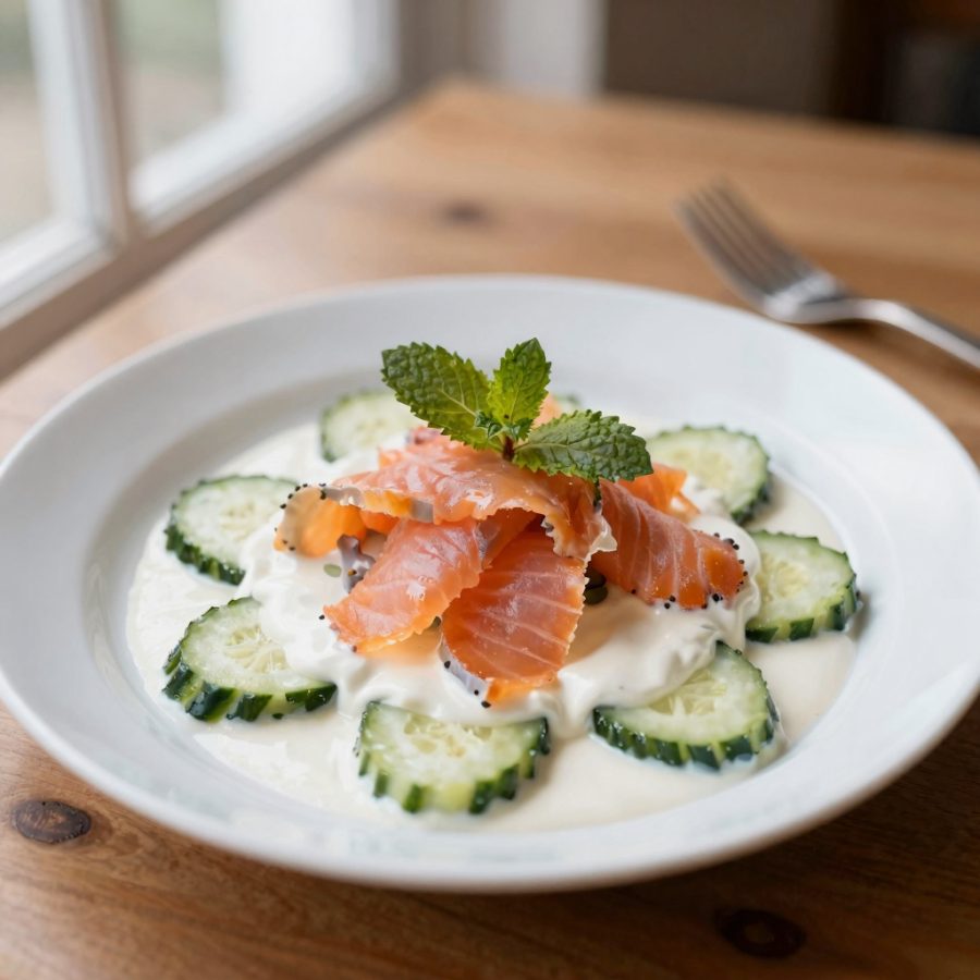 Salmone affumicato e cetrioli freschi