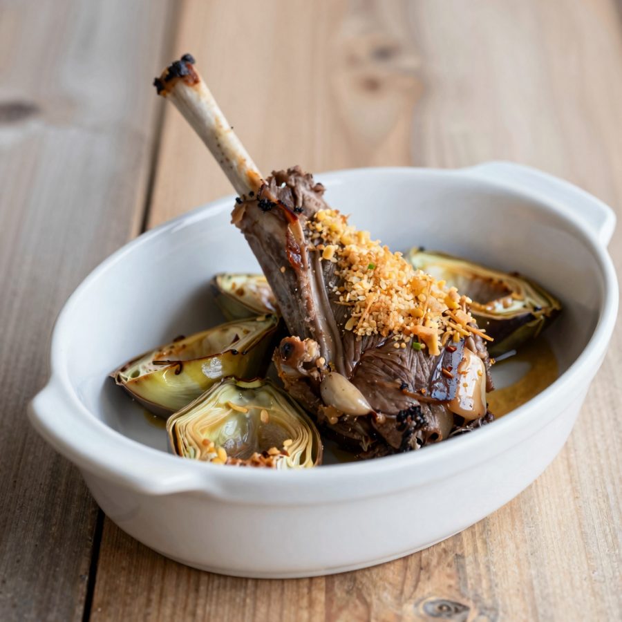 Agnello in fricassea con carciofi