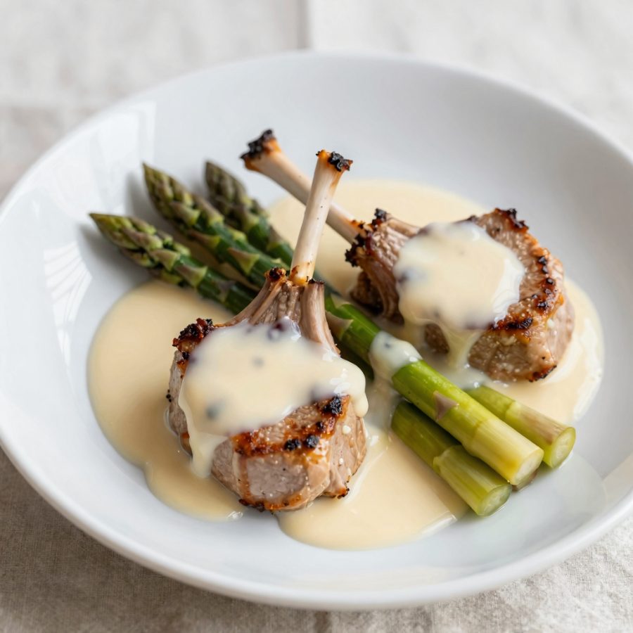 Bocconcini di agnello agli asparagi