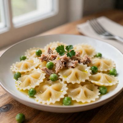 Farfalle con tonno e piselli