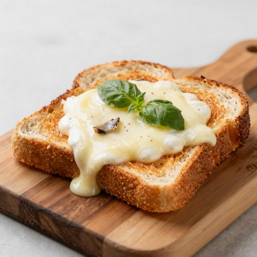 Fette di toast integrale farcite con mozzarella