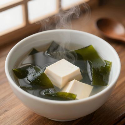 Tofu to wakamejiru (zuppa di alghe e tofu) *