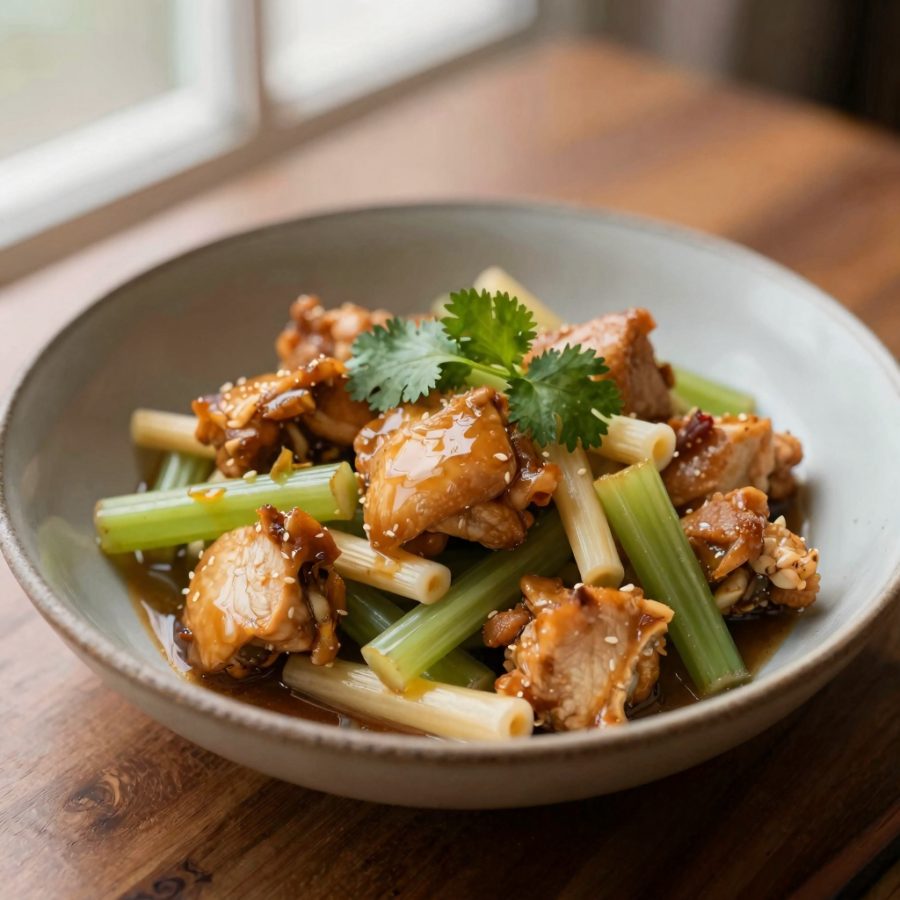 Cubetti di pollo con sedano