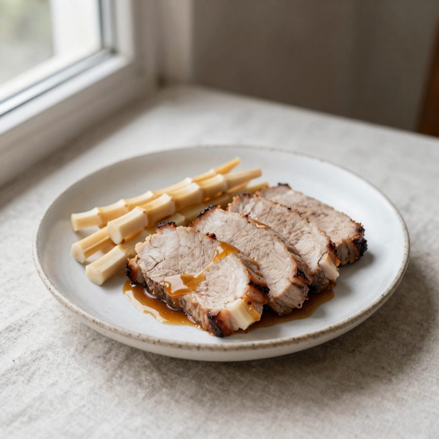 Maiale saltato con germogli di bambù
