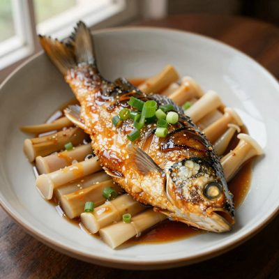 Pesce stufato in salsa di soia