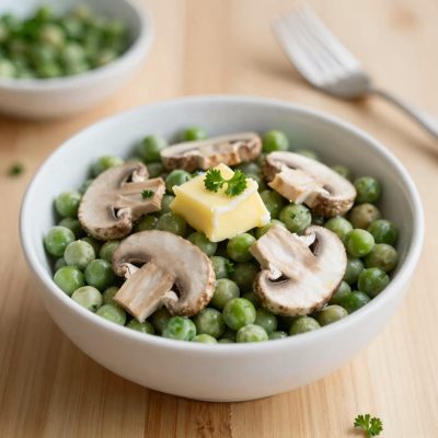 Funghi e piselli al burro