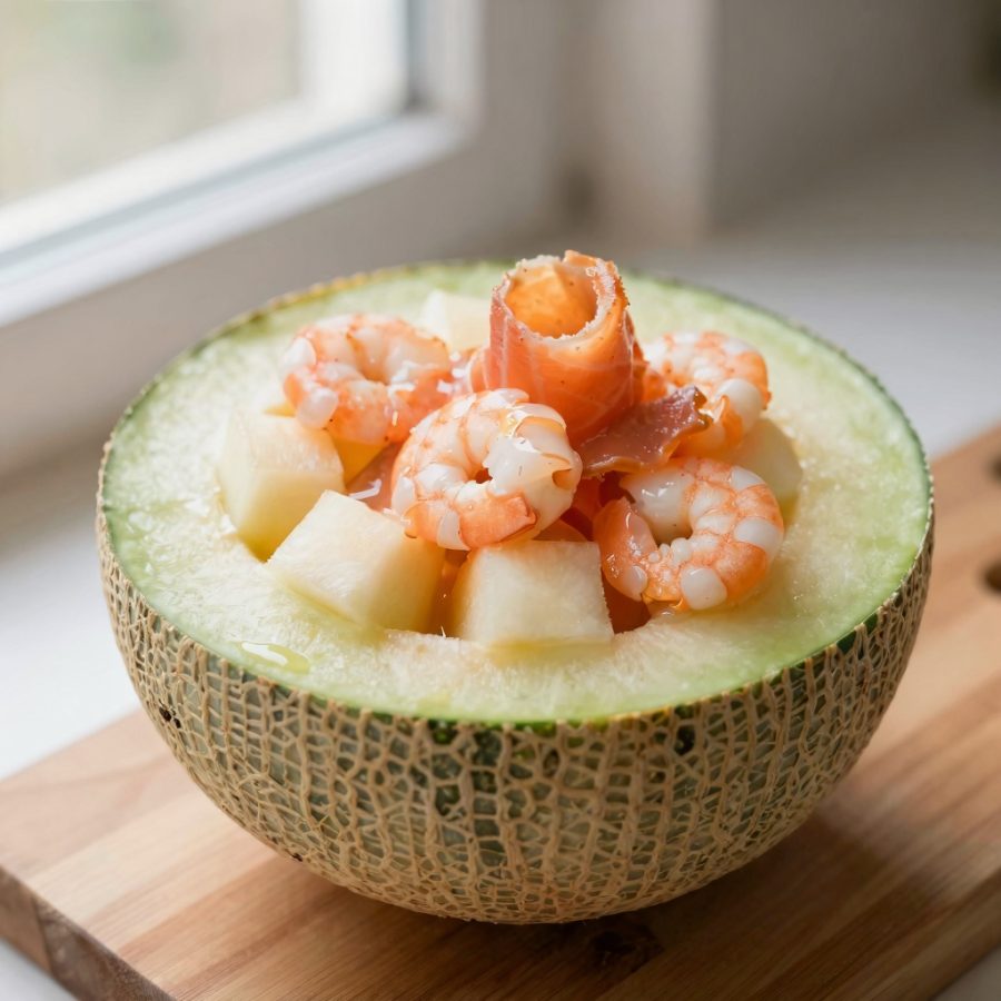 Melone ai gamberetti e salmone affumicato Antonio