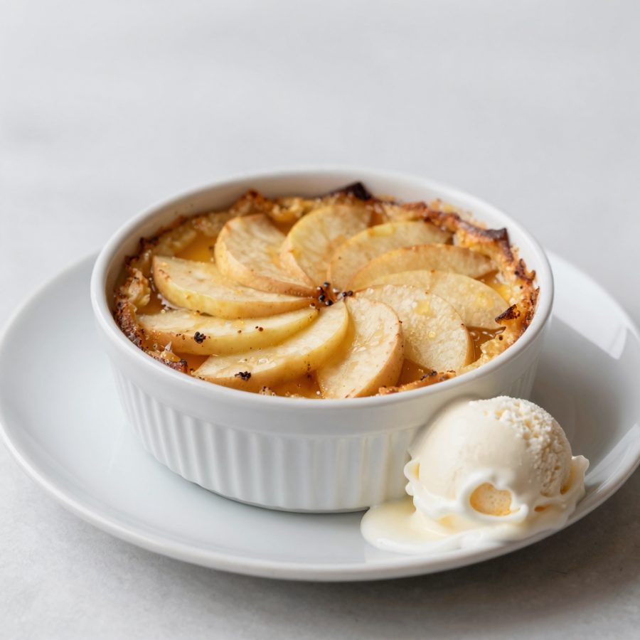Gratin di mele con gelato alla vaniglia