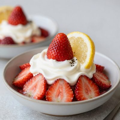 Parfait di fragole con macedonia di fragole pepata