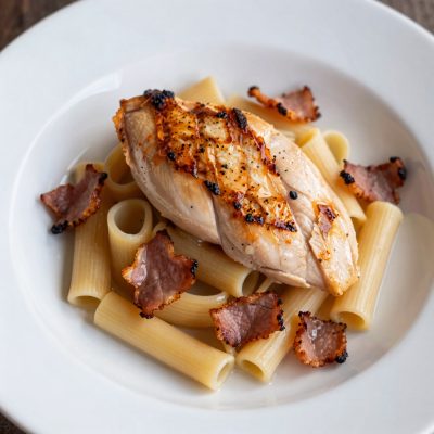 Petti di pollo con bucatini alla carbonara