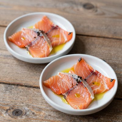 Antipasto di storione e salmone