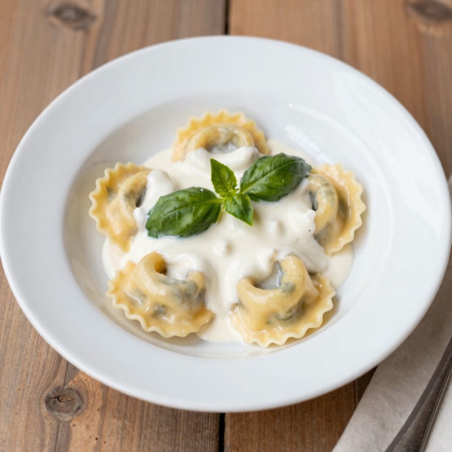 Cappelletti con crema mediterranea