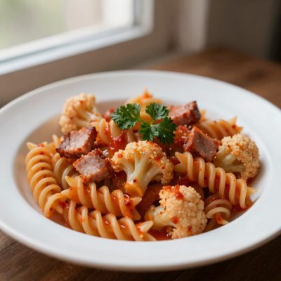 Fusilli con cavolfiore e pancetta