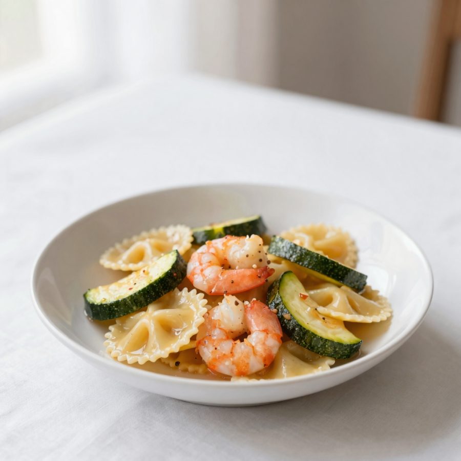 Pasta con gamberi e zucchini