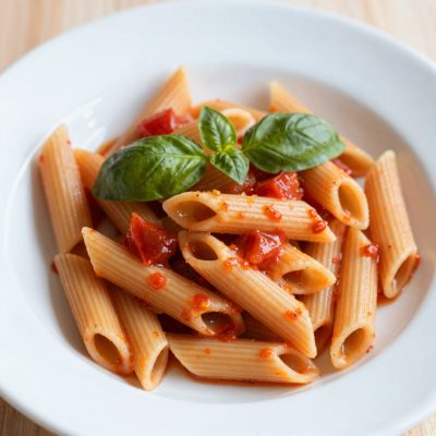 Penne con salsa di peperoni e pomodori