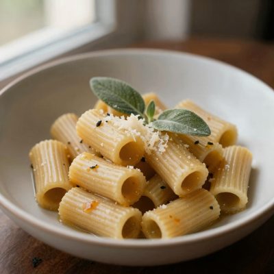 Rigatoni con uova burro e salvia