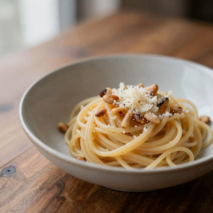 Spaghetti al rosmarino e pinoli
