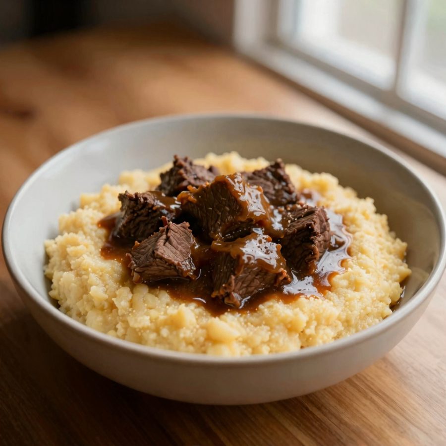 Spezzatino alla birra con polenta