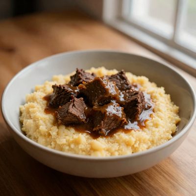 Spezzatino alla birra con polenta