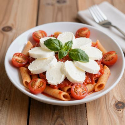 Penne alla pizzaiola con mozzarella di bufala