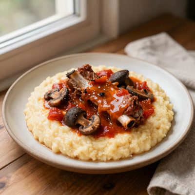 Costine in umido ai funghi