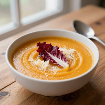 Crema di zucca al radicchio