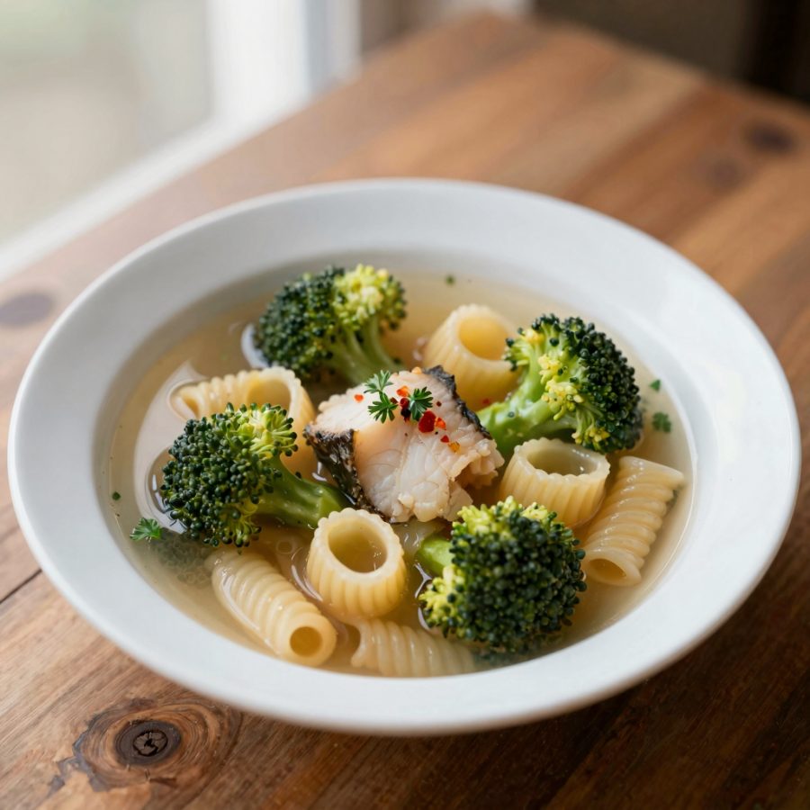 Pasta e broccoli in brodo d’arzilla