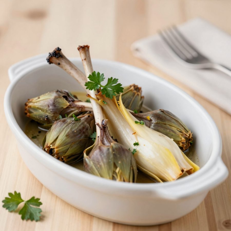 Agnello con cardi e carciofi