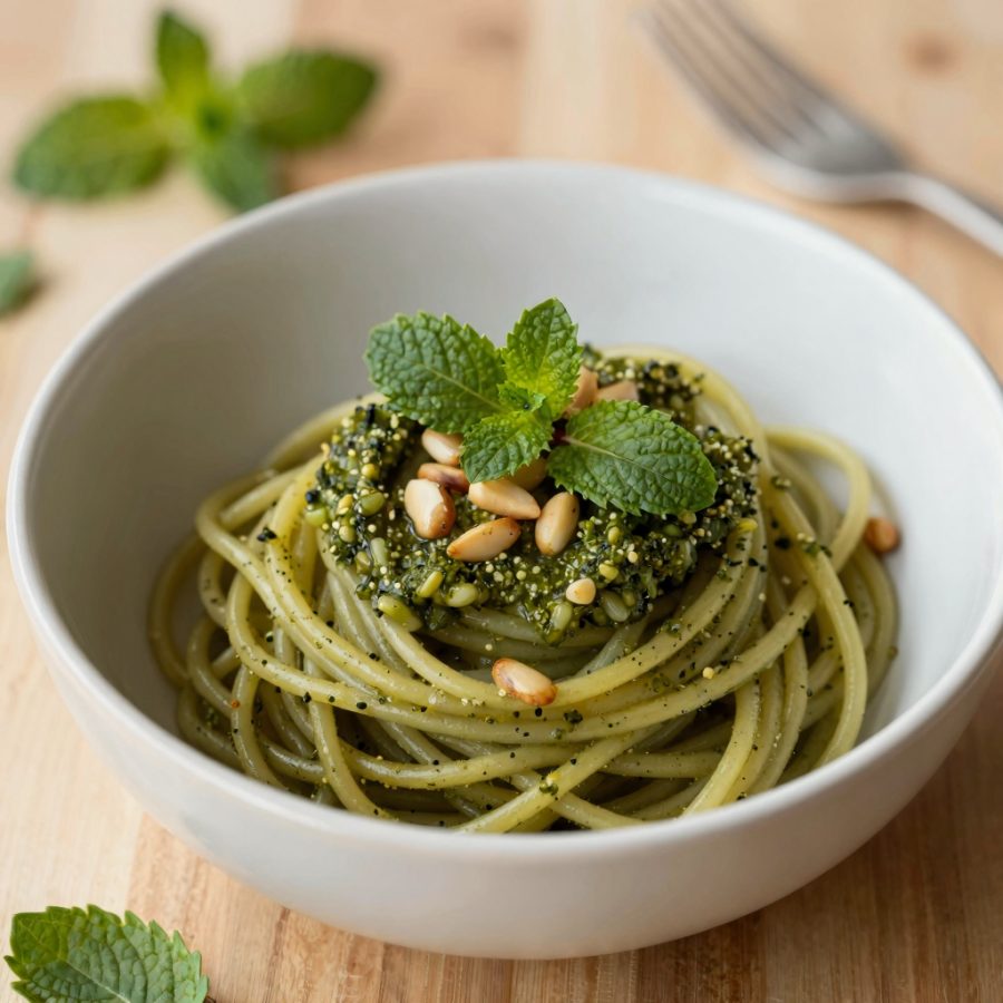 Spaghetti al pesto delle lipari