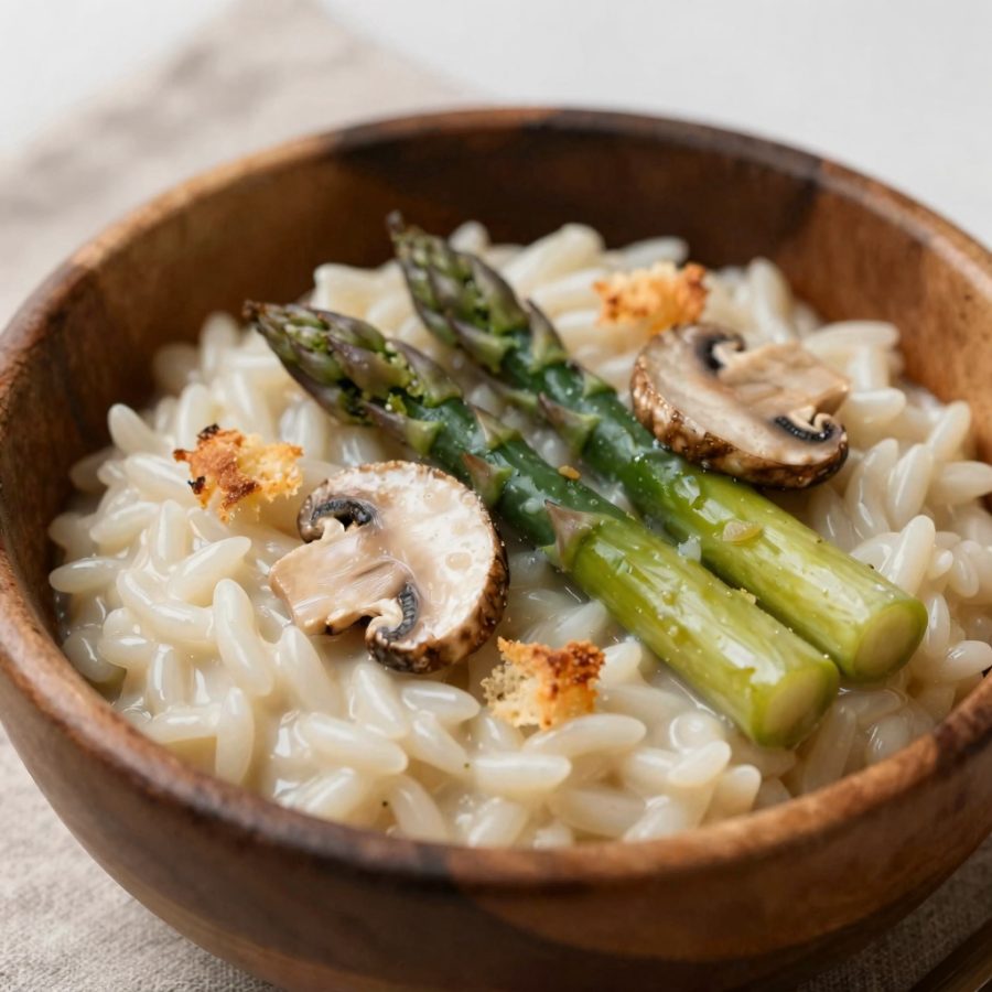 Risotto funghi e asparagi