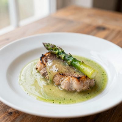Scaloppine alla salsa di asparagi