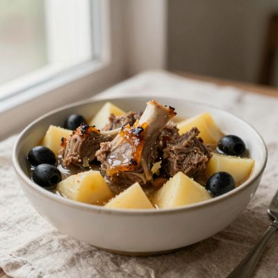 Spezzatino di agnello con patate e olive