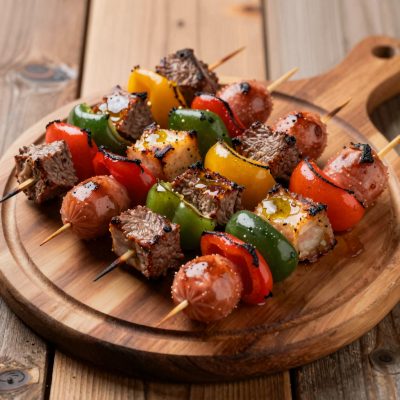 Spiedini di carne e peperoni