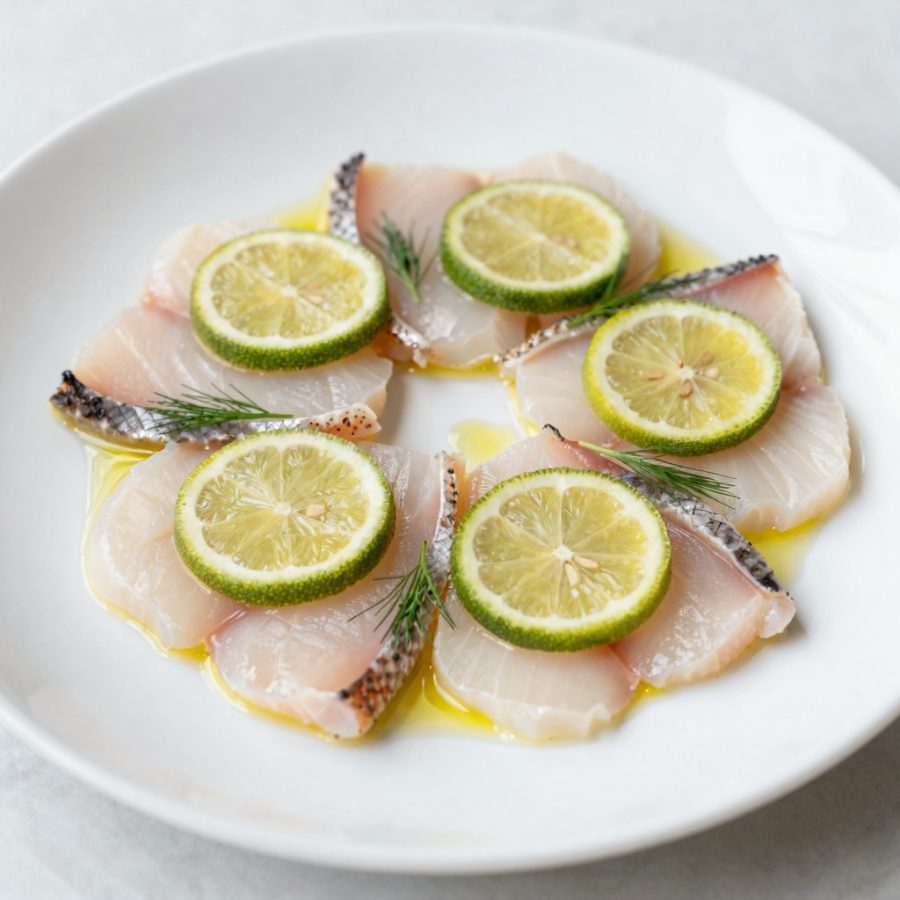 Carpaccio di rombo al limone verde