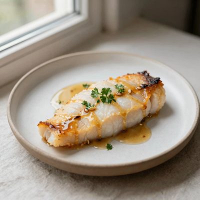 Filetti di platessa allo scalogno e brandy