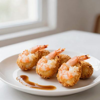"bignè" di scampi con salsa agrodolce