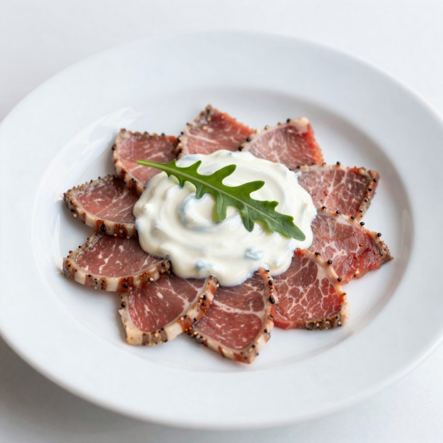 Carpaccio di manzo in salsa alla rucola