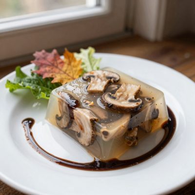 Aspic di funghi con insalatine d’autunno