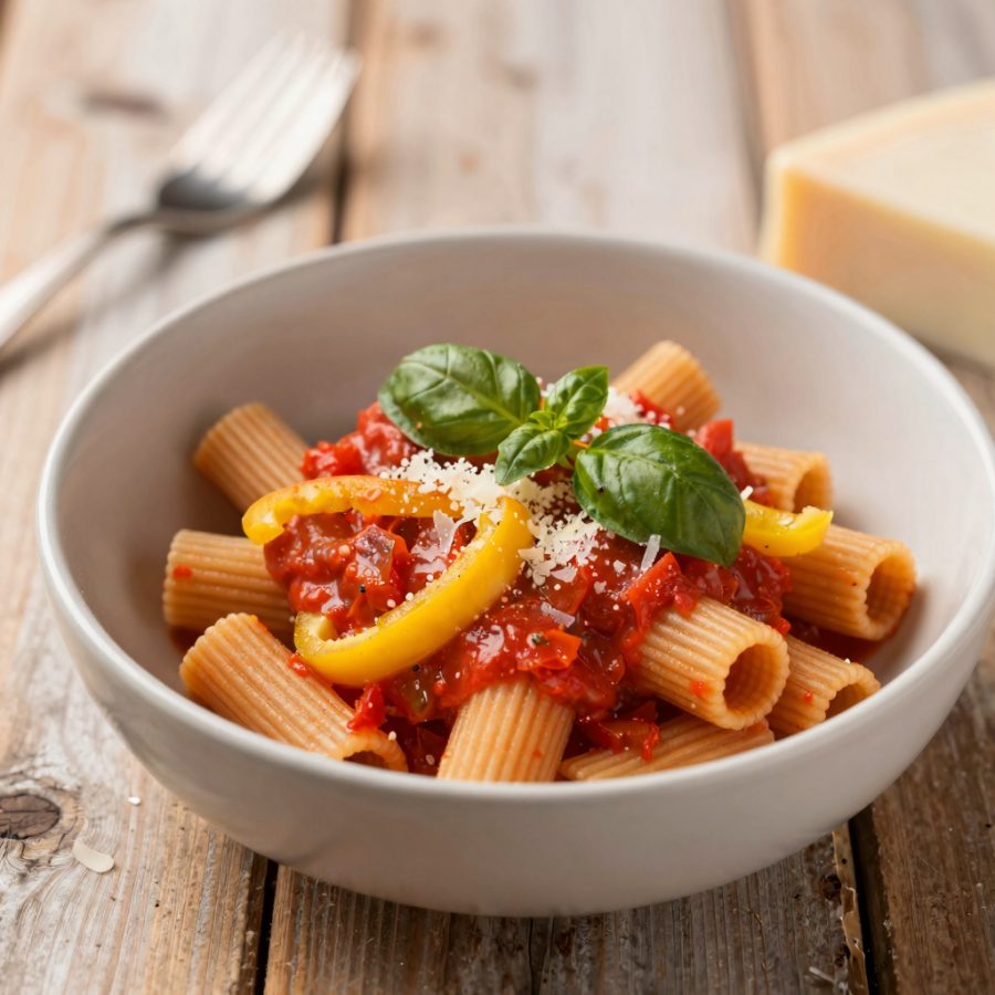 Bucatini con Peperoni e Uova