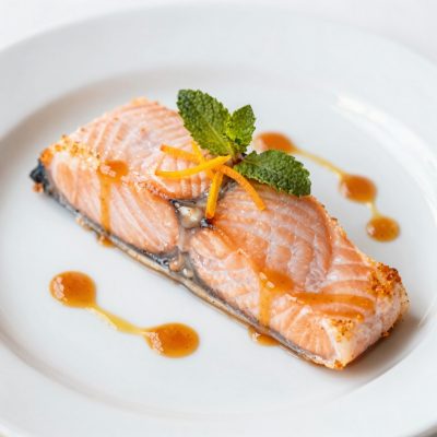 Trancio di salmone in salsa all’arancia