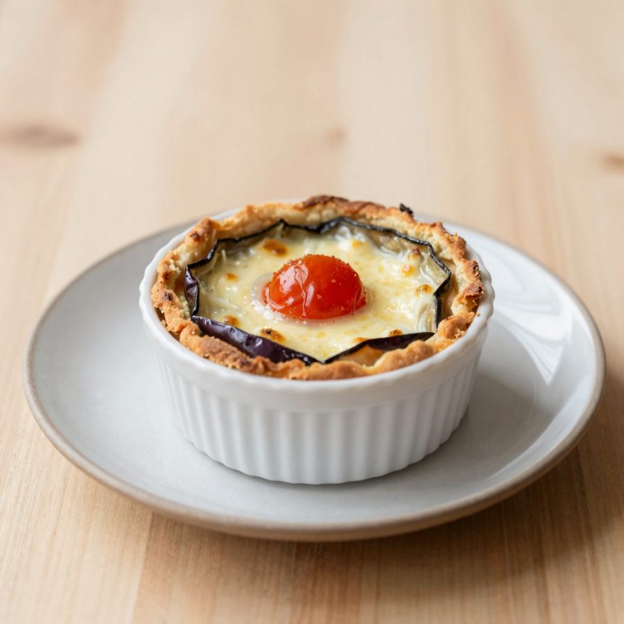 Tortino di melanzane con formaggio e pomodoro