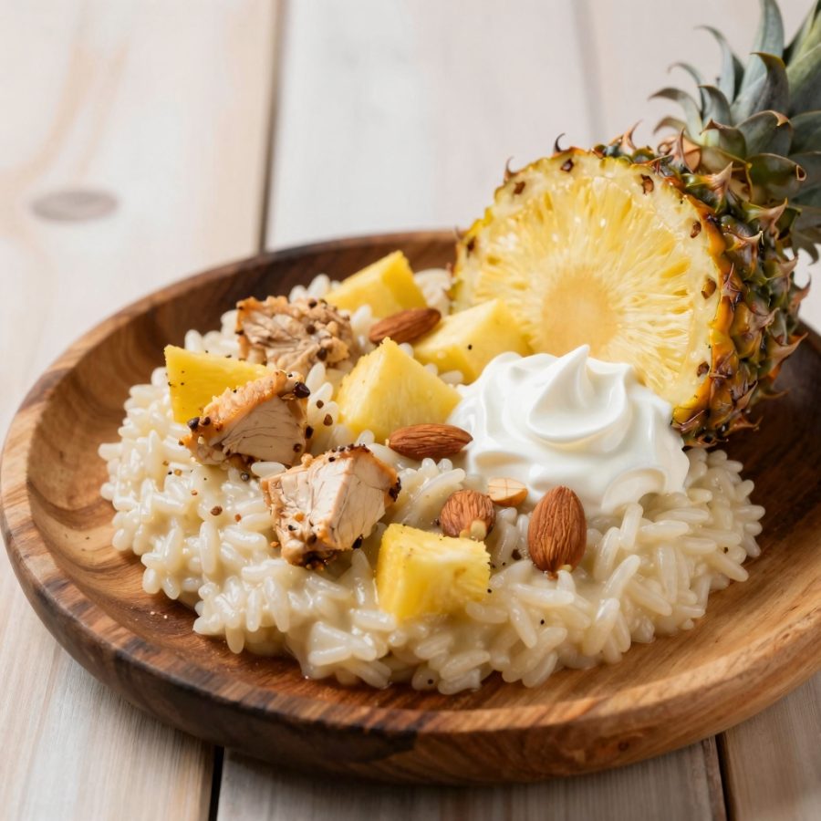 Risotto con pollo e ananas