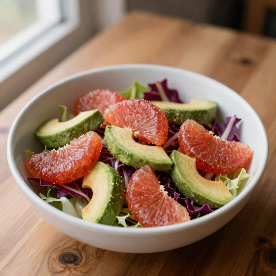 Cicoria con pompelmo e avocado